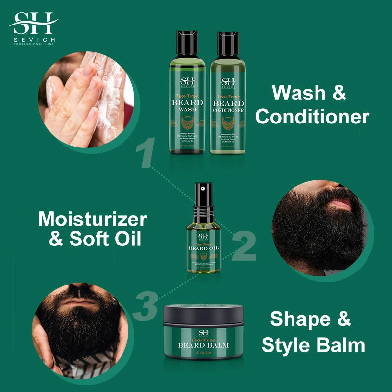 Men's Beard Growth Kit 4pcs Tea Tree Oil