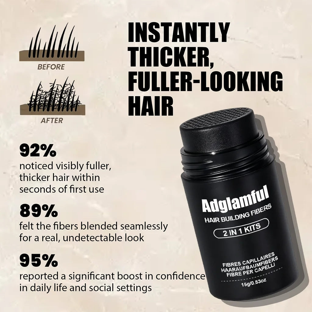Adglamful Hair Fiber Kit: 2 Fiber Powders + Spray Bottle for Instant Thickening & Volume â€?Quick 30 Sec Styling - AliExpress 66