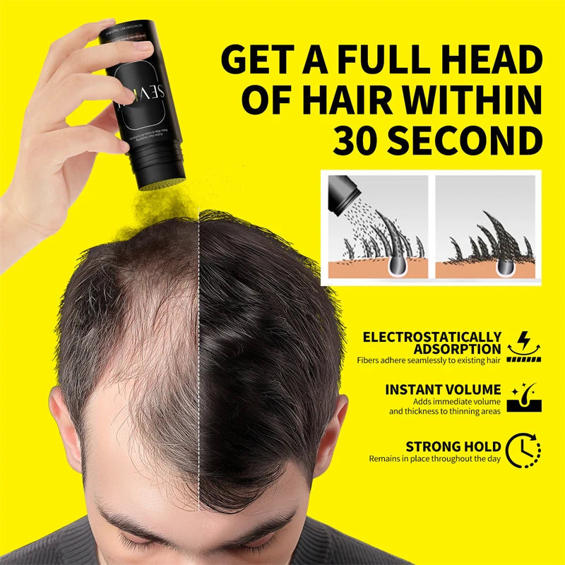 Sevich Hair Fiber 25g: Men's Natural Hair-Thickening Fibers for Balding Areas, Fills Part Lines, Includes 25g Fiber Powder