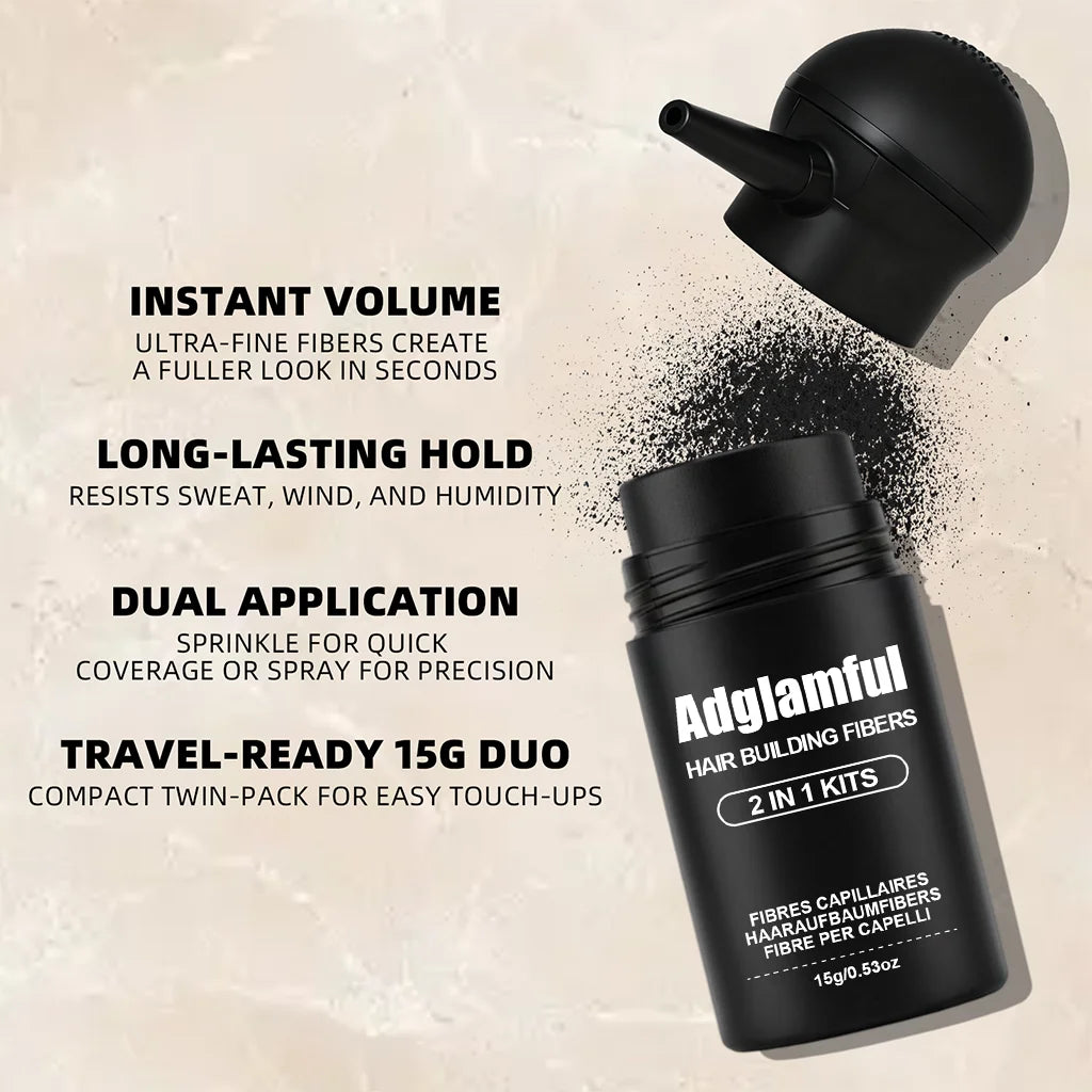 Adglamful Hair Fiber Kit: 2 Fiber Powders + Spray Bottle for Instant Thickening & Volume â€?Quick 30 Sec Styling - AliExpress 66