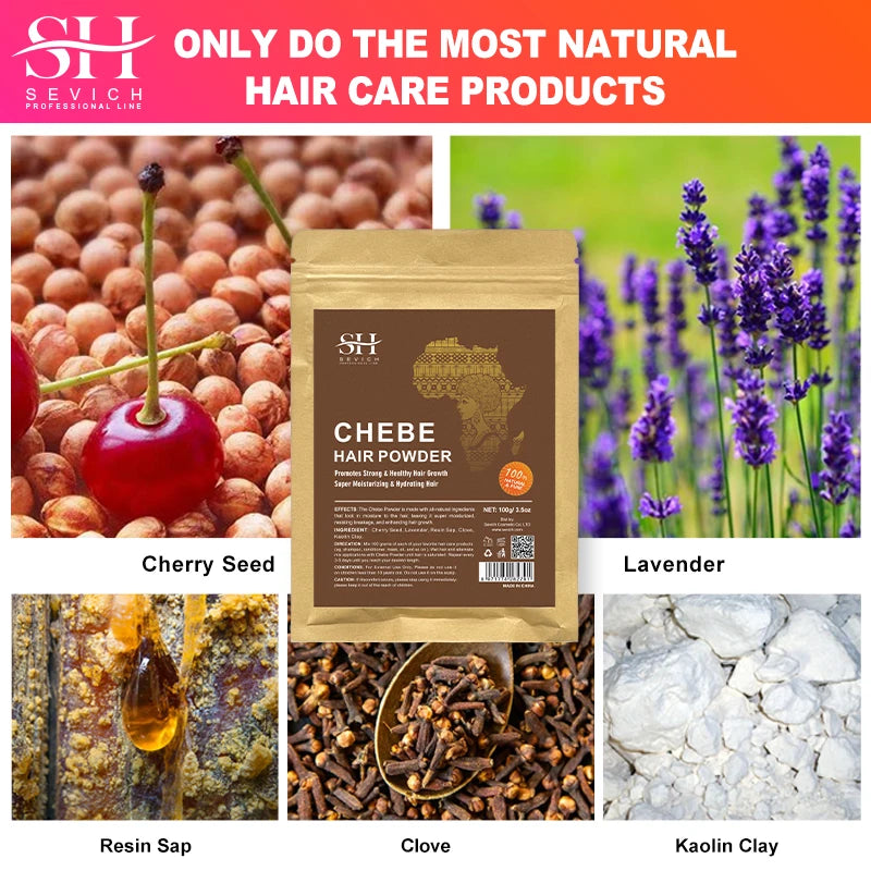 100% Chebe Powder Natural Ingredients Promotes Strong and Healthy Hair Strengthens Fast Hair Regrowth Anti Hair Loss Treatment
