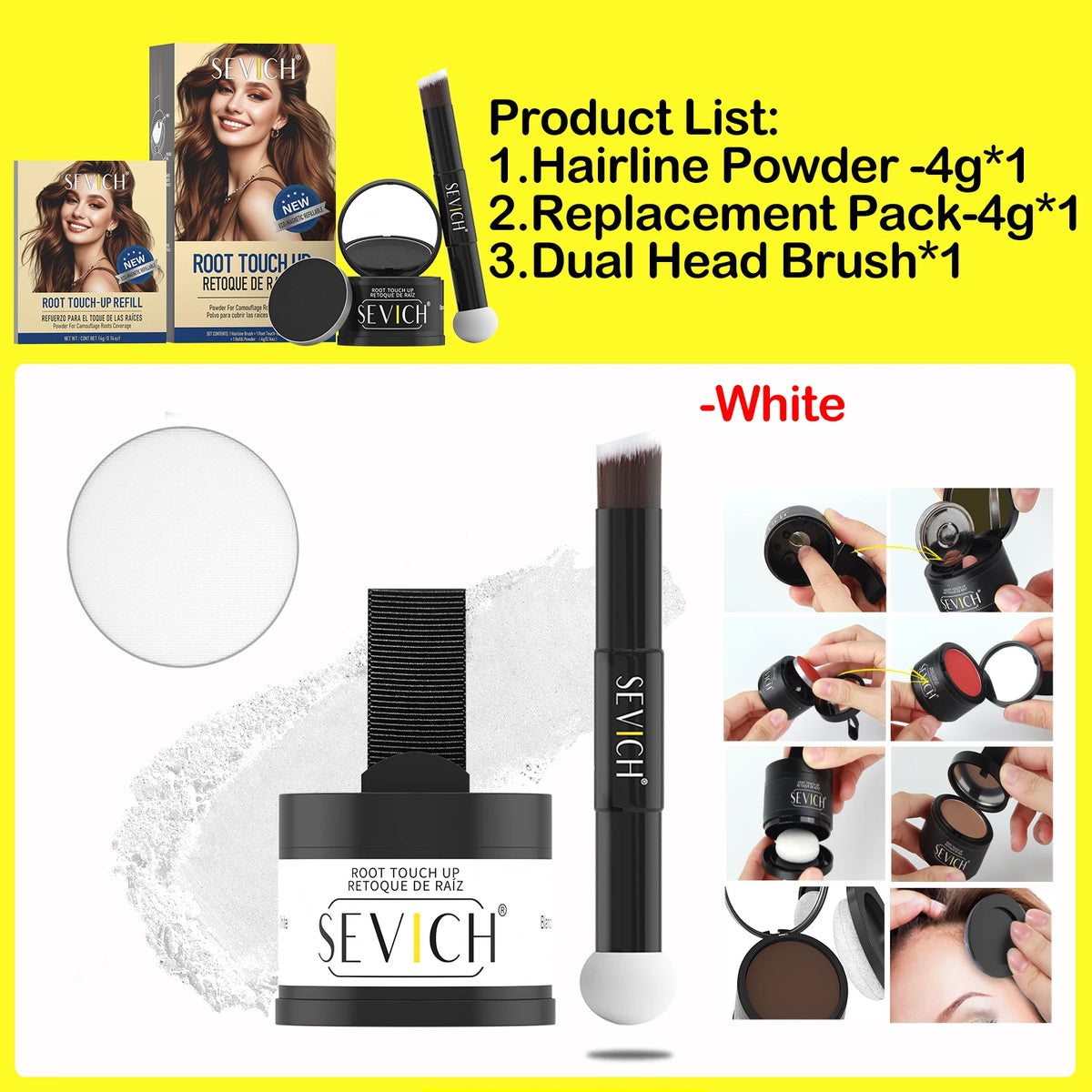 SEVICH Replaceable Hairline Powder Kit Refill Hairline Shadow Powder Root Cover Up Hair Concealer Double Ended Makeup Brush - AliExpress 66
