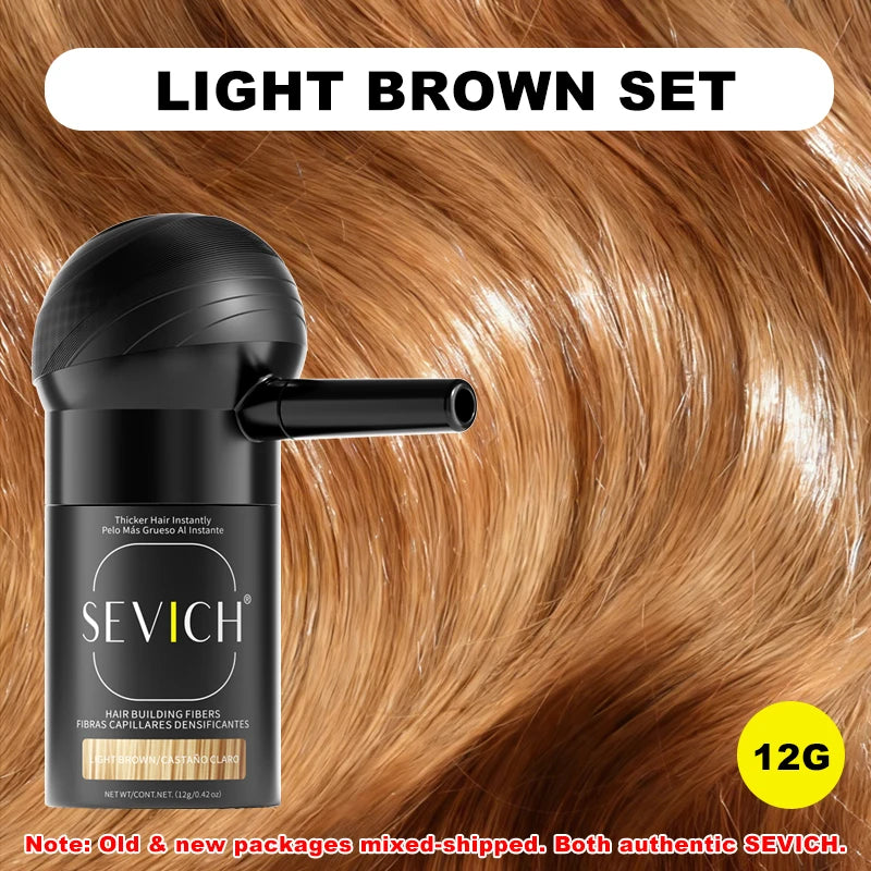 SEVICH Hair Fiber Thickening Spray Set 12g Instant Regrowth Powder Hair Building Fiber Applicator Hairline Powder Hair Concealer