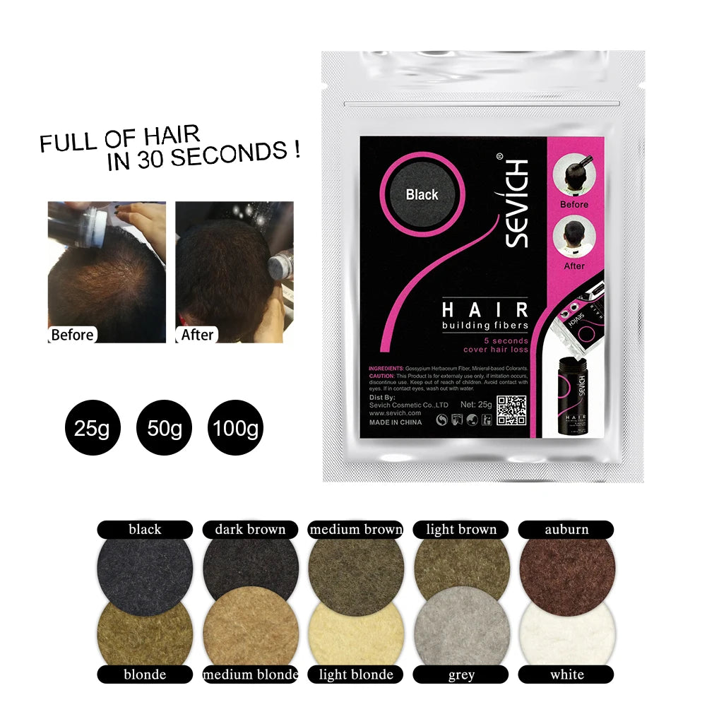 SEVICH 50g Hair Loss Building Hair Fibers Blender Conceal Styling Fiber Hair Powders Thinning Keratin Eyelash Extension Black - AliExpress 66