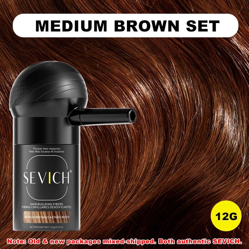 SEVICH Hair Fiber Thickening Spray Set 12g Instant Regrowth Powder Hair Building Fiber Applicator Hairline Powder Hair Concealer