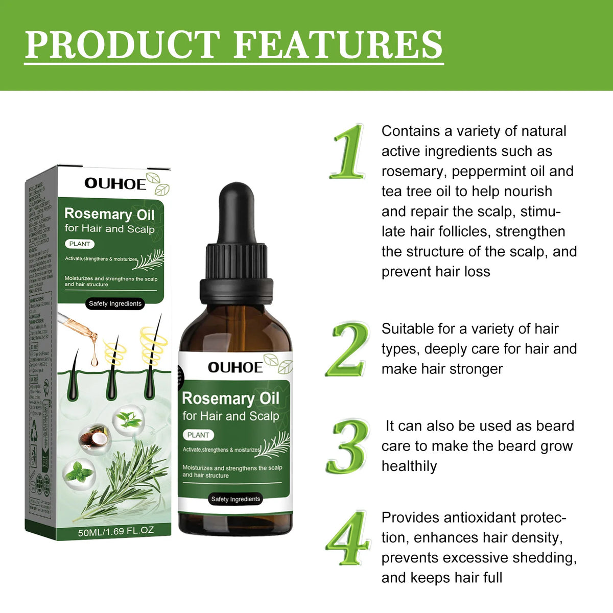 Rosemary Hair Growth Oil for Men & Women Mint Nourishing Hair Strengthening Treatment Anti-Hair Loss Regrowth for Healthy Roots - AliExpress 66