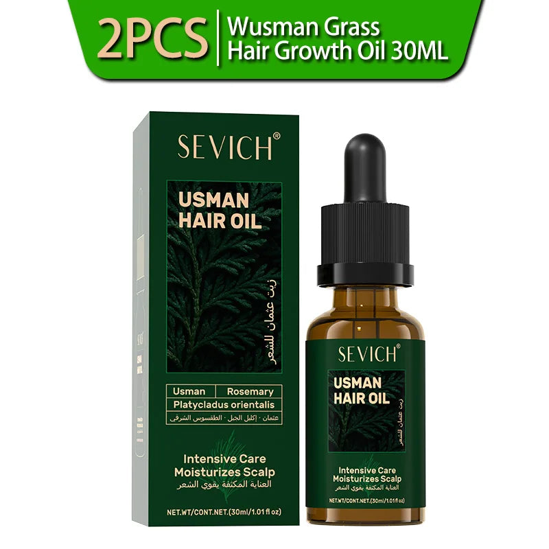Natural Hair Growth Set Usman Grass Shampoo Soap Herbal Hair Regrowth Oil Anti Hair Loss Serum Scalp Care Spray for Men Women