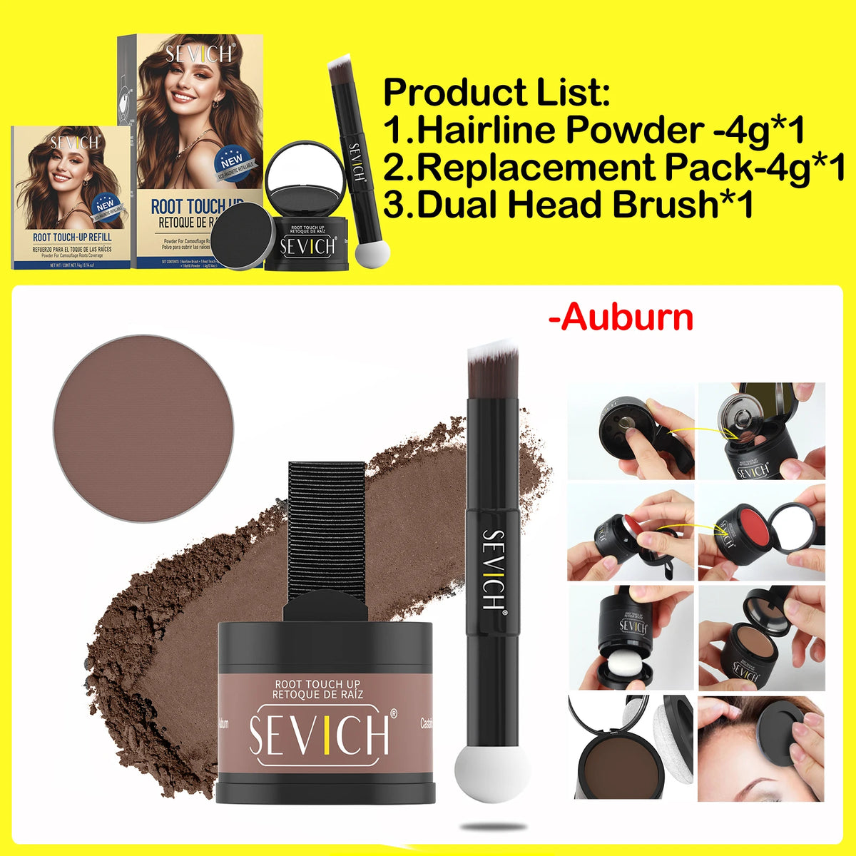 SEVICH Replaceable Hairline Powder Kit Refill Hairline Shadow Powder Root Cover Up Hair Concealer Double Ended Makeup Brush - AliExpress 66