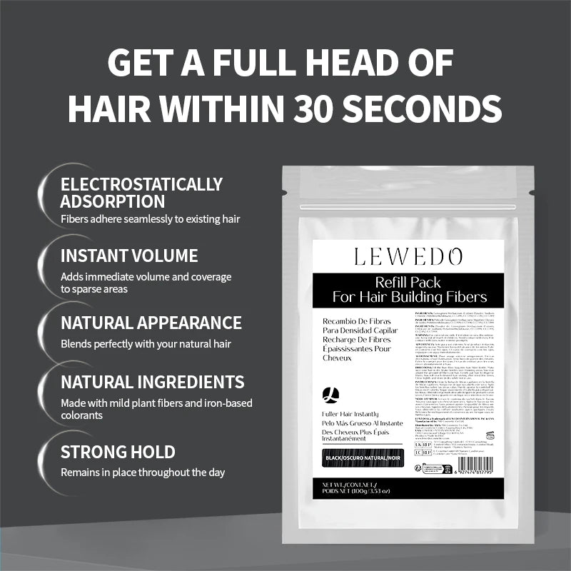 Hair Fiber 100g Natural Hair Thickening Fibers Hair Building Fiber Spray for Balding Areas Fills Part Lines Refill Bag Powder - AliExpress 66