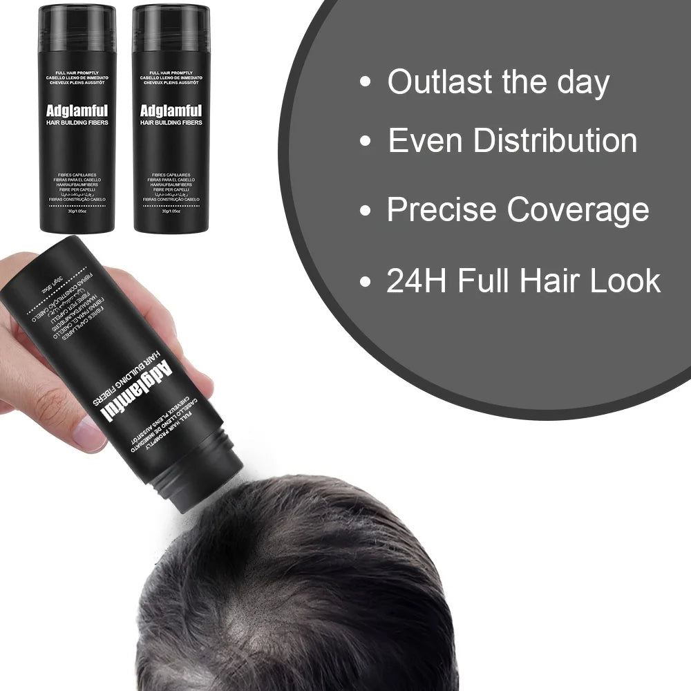 2 Bottles 30g Hair Building Fibers Even Dispensing Volume Powder 24H Long Lasting Concealer for Men Sparse Hair Gaps