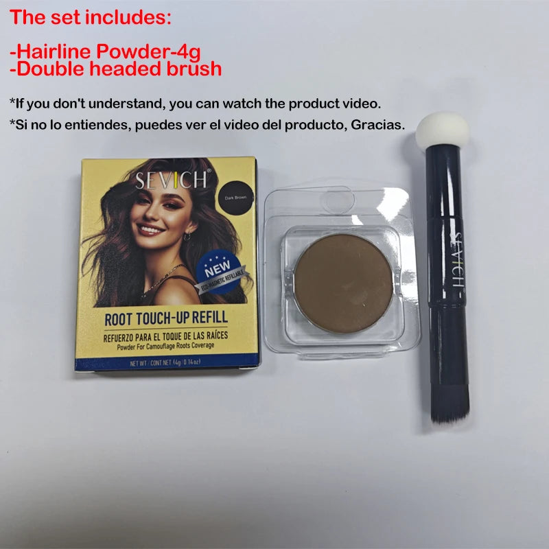 SEVICH Mini-Hairline Powder 4g Waterproof Hairline Shadow Powder Black Root Cover Up Hair Concealer Double Ended Makeup Brush - AliExpress 66