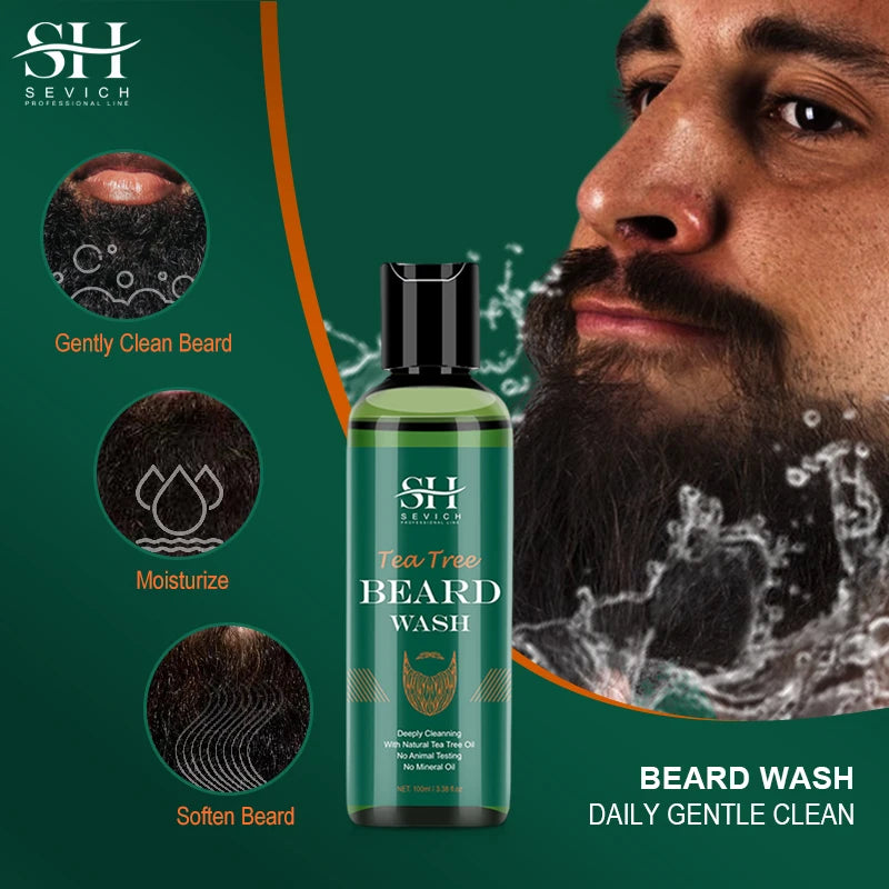 Men's Beard Growth Kit 4pcs Tea Tree Oil