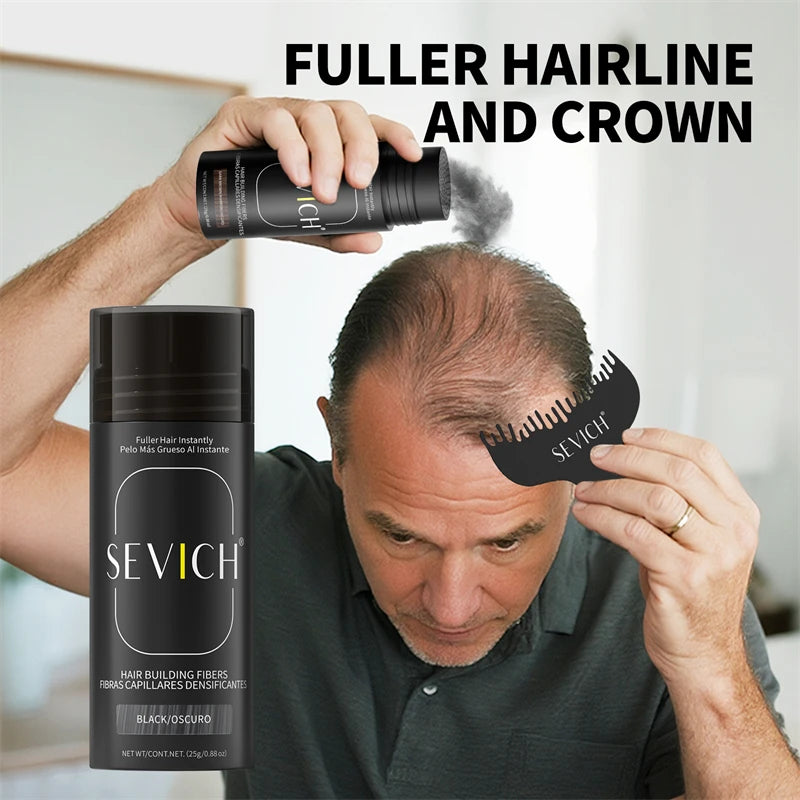 Sevich Hair Fiber 25g: Men's Natural Hair-Thickening Fibers for Balding Areas, Fills Part Lines, Includes 25g Fiber Powder