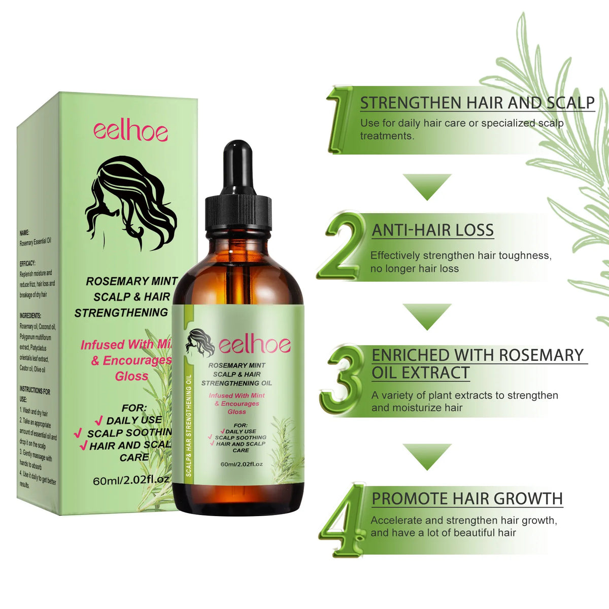 Rosemary Hair Growth Oil 60ml Natural Dandruff Treatment
