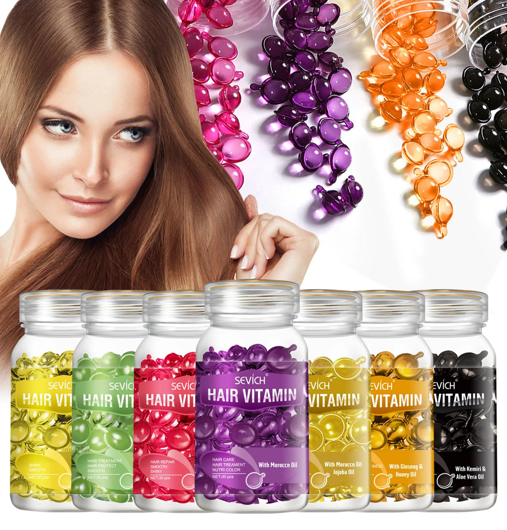 Fast Moisturizing Hair Vitamin Capsule 30pcs/bottle Sevich Smoothing Silky Keratin Complex Oil Nourishing Moroccan Hair Care Oil - AliExpress 66