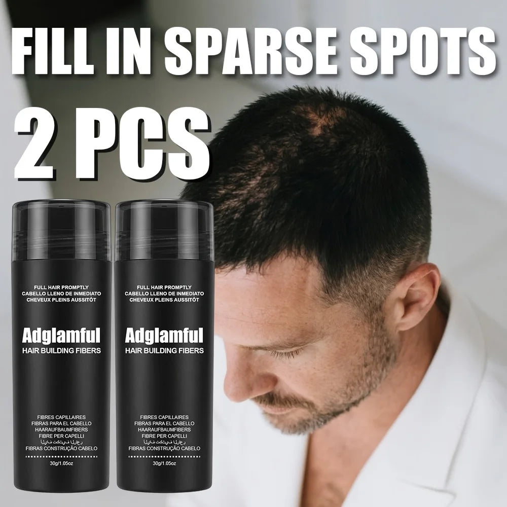2 Bottles 30g Hair Building Fibers Even Dispensing Volume Powder 24H Long Lasting Concealer for Men Sparse Hair Gaps