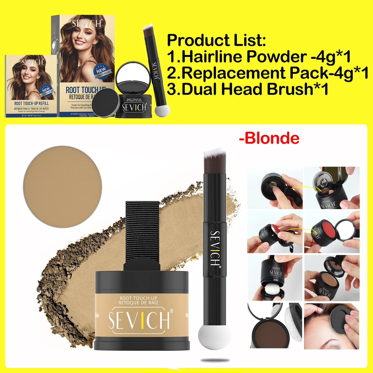 SEVICH Replaceable Hairline Powder Kit Refill Hairline Shadow Powder Root Cover Up Hair Concealer Double Ended Makeup Brush - AliExpress 66