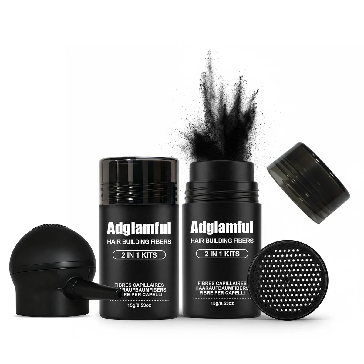 Adglamful Hair Fiber Kit: 2 Fiber Powders + Spray Bottle for Instant Thickening & Volume â€?Quick 30 Sec Styling - AliExpress 66