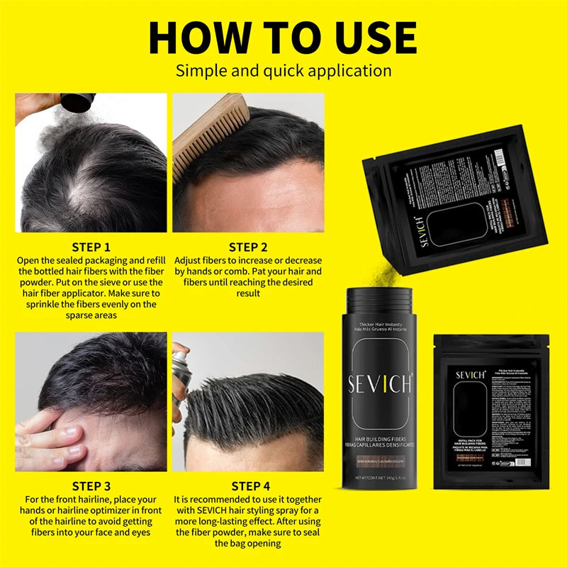 SEVICH Hair Fiber 100g Keratin Hair Building Fiber Thickening Hair Powder Concealer Refill Bag Bald Extension Care Product