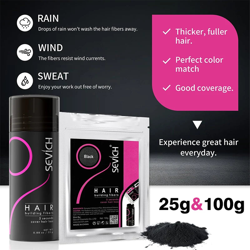 Sevich Hair Building Fibers For Men & Women Dark Brown 25g Fill In Fine Or Thinning Hair Instantly Thicker Fuller Looking Hair - AliExpress 66