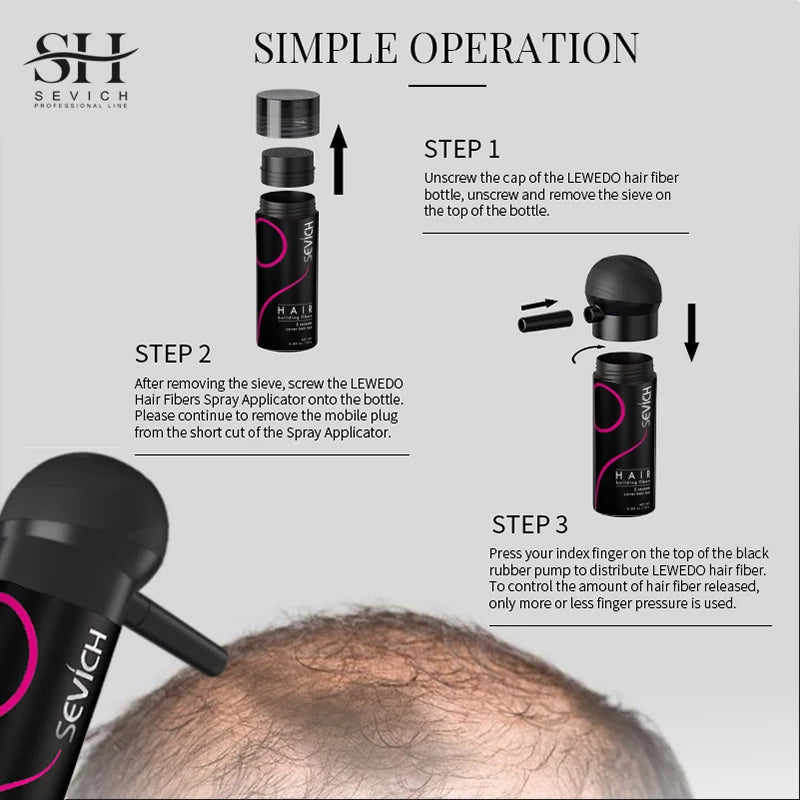SEVICH Hair Building Fiber Set Cover Sparse Hair Or Bald Spots Hair Loss Regrowth Treatment Keratin Hair Fiber Powder Applicator - AliExpress 66