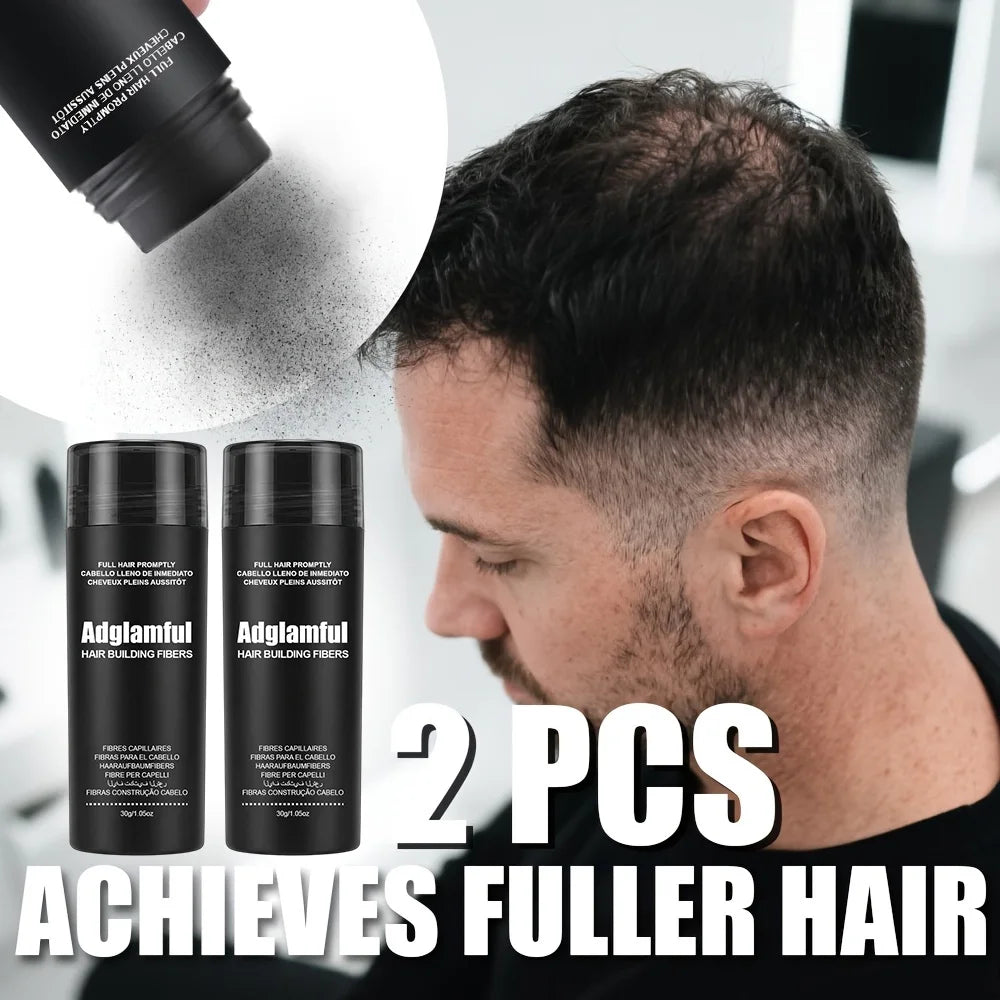 2 Bottles 30g Hair Building Fibers Even Dispensing Volume Powder 24H Long Lasting Concealer for Men Sparse Hair Gaps