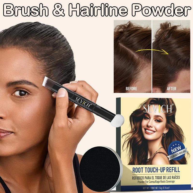 SEVICH Mini-Hairline Powder 4g Waterproof Hairline Shadow Powder Black Root Cover Up Hair Concealer Double Ended Makeup Brush - AliExpress 66